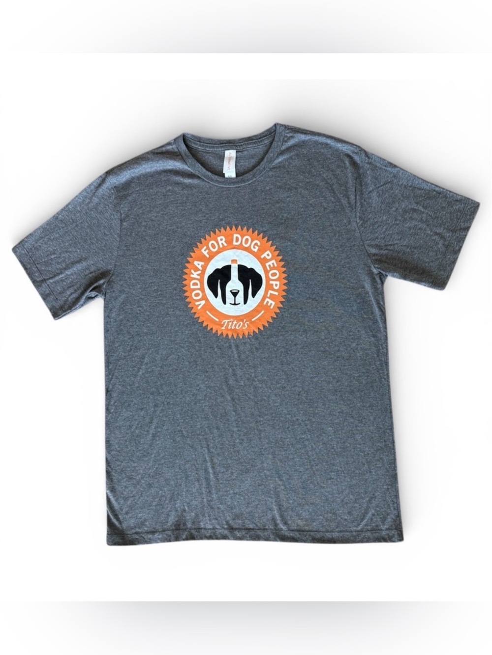 Tito’s Vodka for Dog People T-Shirt Heather Gray Medium Ringspun Cotton Tee NWOT